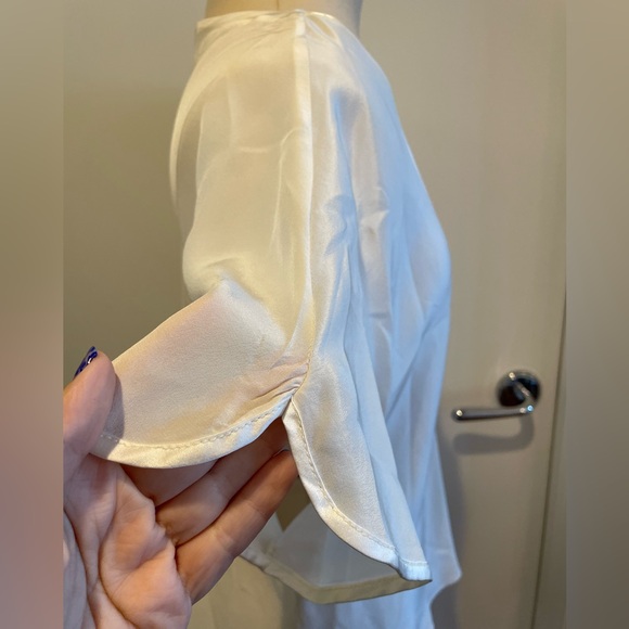 Rory Beca White 100% Silk V-Neck Blouse Size L - Picture 4 of 8